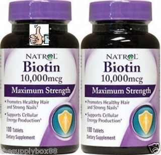 Bottles Natrol Biotin Maximum Strength 10,000 mcg 200 Tablets