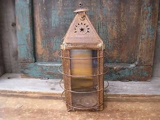 Antique Punched Tin Candle Lantern