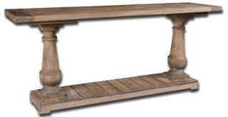 Stratford Console Table with Sun Faded Salvaged Fir Wood & Hand Turned