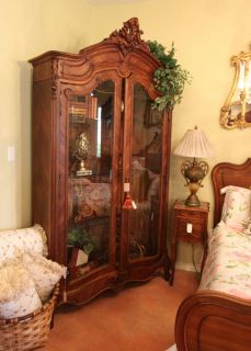 Refined Armoire Display Cabinet Intricately Carved Antique French