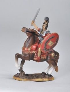 MIDDLE AGE ROMAN ARMORED SOLDIER ON HORSE FIGURINE/STATU E/FIGURE