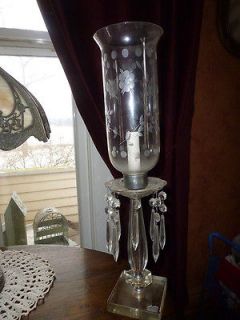 VINTAGE ABBEY STAR NYC HURRICANE STYLE ELECTRIC TABLE LAMP CRYSTAL