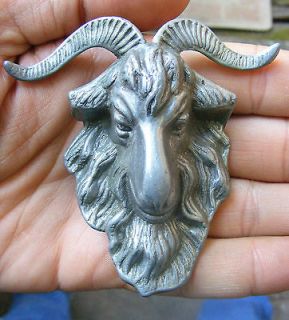 Vintage RAM HEAD Belt Buckle ARIES Sheep HORNS Pewter 3D Occult RARE