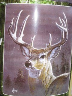Plush Raschel Large Whitetail Buck Throw 50 X 60 Deer Antlers/Blanket