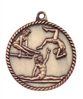 Gold Silver Bronze Female Gymnastics Medals w/Ribbon
