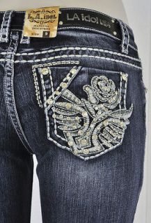 La Idol Boot Cut Jeans W/ White Stitching And Studs, Jewel Designs