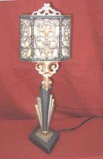 1920s ART DECO BOUDOIR LAMP W/ SLAG GLASS SHADE