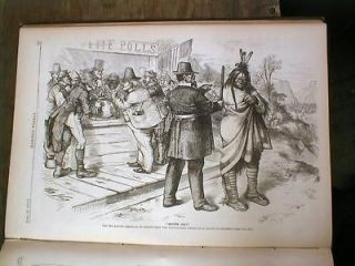RARE 1871 Prints Thomas NAST MOVE ON Indian VOTE & Old Man WINTER