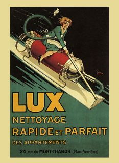 Lady Riding Lux Vacuum Cleaner France French Vintage Poster Repro FREE
