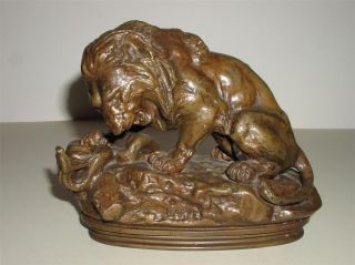 Antoine Louis Baryes Lion and Serpent Sculpture Cast by F