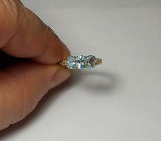 10K SOLID GOLD Antique Ornate Aquamarine Ring Sz 7 AWESOME NATURALS