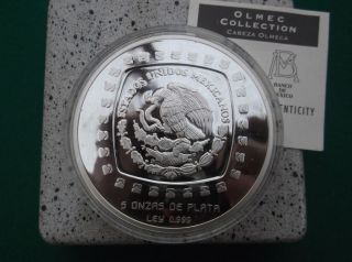 1996 .999/1000 Silver Mexican 10 Pesos coin, 5oz Boxed and CoA