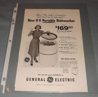Vintage General Electric GE Portable Dishwasher Nat Geo Magazine