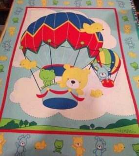Frog Bunny Bear Baby Panel Cotton Quilting Quilt Fabric Top Kit