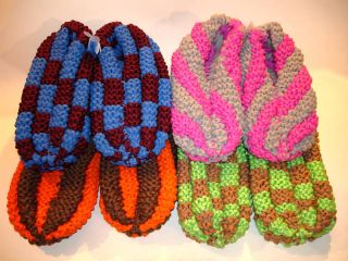 Hand Knit Slippers, Many Colors Wool or Phentex Style#2
