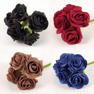 7cm Colourfast Artificial Foam Roses with Leaf in 4 Colours Flowers