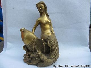 chinese art brass exquisite mermaid Seat fish sea maiden sea maiden