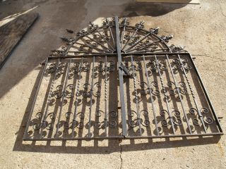 Artistic, hand crafted, custom wrought iron gates w side fence panels