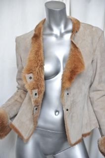 ARMANI COLLEZIONI Leather SHEARLING Taupe+Brown Suede+FUR Everyday