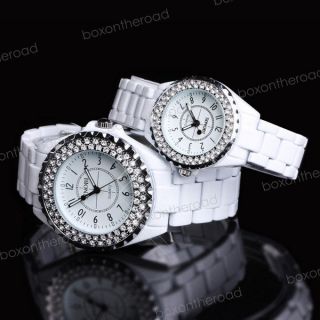 White Perfect Crystal Dimond Men Women Couple Bling Wrist Watch