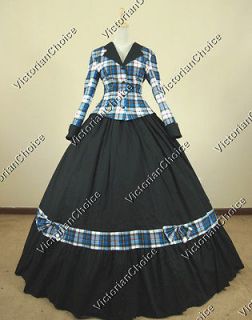 Civil War Victorian Tartan Ball Gown Dress Prom Reenactment Clothing