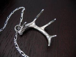 Sterling Silver Shed Whitetail Deer Antler Pendant Necklace Buck