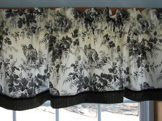 Scenic Black White Toile Valance 17 X 81 Drapery Weight Curtain