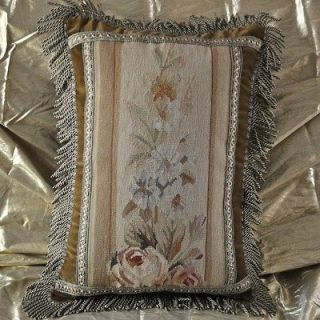 Repro Wool n Silk Decorative Rose French Aubusson Pillow Cushion