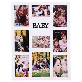 XSJ340   9 Opening BABY White New Collage Photo Picture Frame Wood