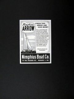 Nimphius Boat Co Arrow Sailboat Building Kit 1947 print Ad