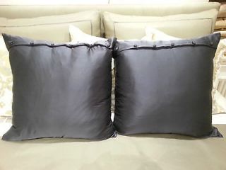 Ann Gish Silk Charmuse Euro Shams in Black   Inserts NOT Included