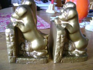 Golden Ronson Puppies Bookends