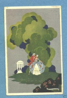 P0073 Meschini postcard of Lovers in t he Garden