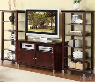 NEW LADELLE CHERRY FINISH WOOD TV STAND CONSOLE CABINET WALL UNIT w