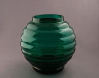 Vintage Deco Morgantown Glass Company Stiegel Green Saturn Vase c.1930