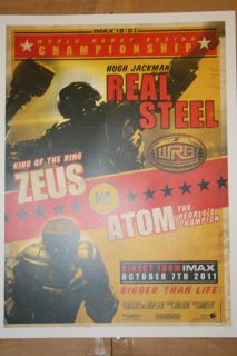 REAL STEEL ZEUS VS ATOM LIMITED EDITION IMAX MOVIE PROMO FIGHT POSTER