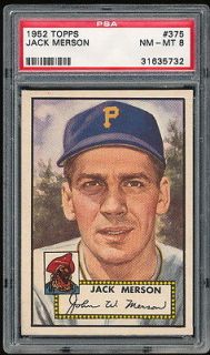1952 Topps Jack Merson #375 Hi# PSA 8   Pittsburgh Pirates