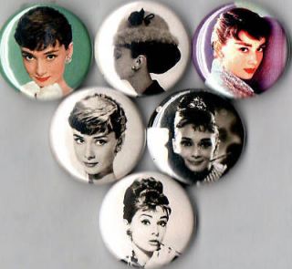 Audrey Hepburn 6 pins buttons badges new