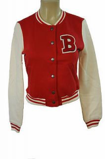New Letter B RED/WHITE Varsity Letterman Baseball Top Jacket Womens