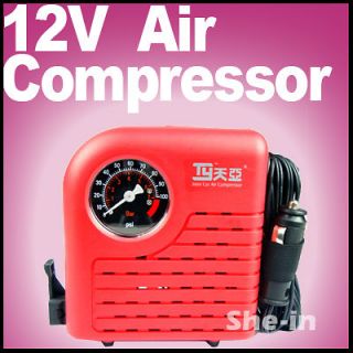 Car/Auto 12V Tyre Inflator Electric Pump Compressor red