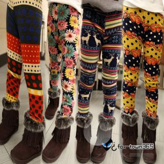 Korean Print Soft Warm Baby Child Girls Autumn/Winter Leggings Pants