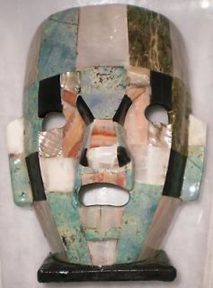 MASK AZTEC STYLE HAND CRAFTED TURQUOISE ONYX STONES NEW