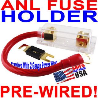 Gold ANL Fuse Holder + 1 Foot 2 Gauge Wire + 250A Fuse