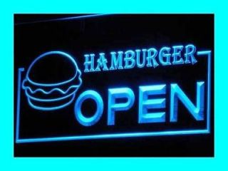 i177 b OPEN Hamburger Fast Food Shop Cafe Light Sign