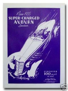 1935 Auburn Roadster Boat Tail Poster Super Charged art 30s limited