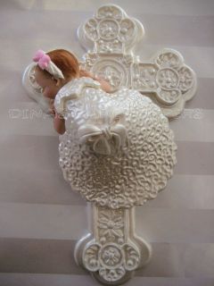 BABY CAKE TOPPER Baptism Christening gown dress CROSS Centerpiece