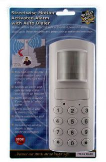 MOTION ALARM AUTO PHONE DIALER. WILL DIAL UP TO 3 #S