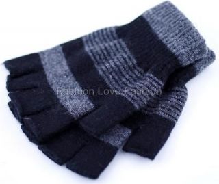 Pair Womens Mens 70% Wool Winter Fingerless Knit Gloves Pick Your