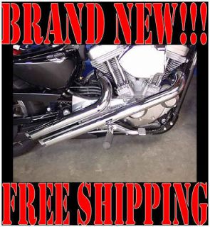 CHROME VIPER SIDESHOTS EXHAUST PIPES 2004 2013 HARLEY SPORTSTER IRON