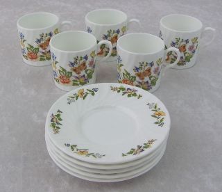 Aynsley China England Cottag e Garden 5 Flower Butterfly Demitasse Cup